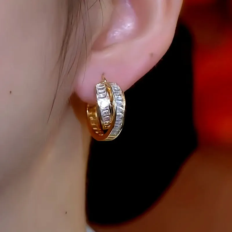 14K Gold-Plated Exquisite Zircon Double-Layer Earrings