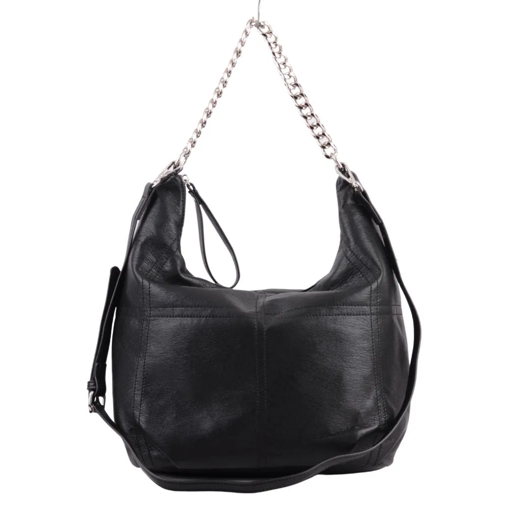 1529 - Faux Leather Crossbody with Chain
