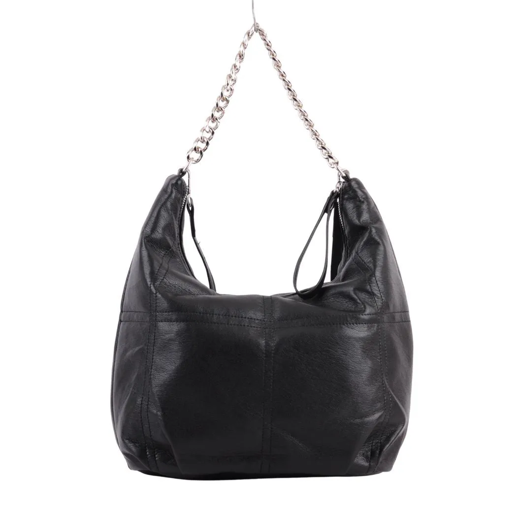 1529 - Faux Leather Crossbody with Chain