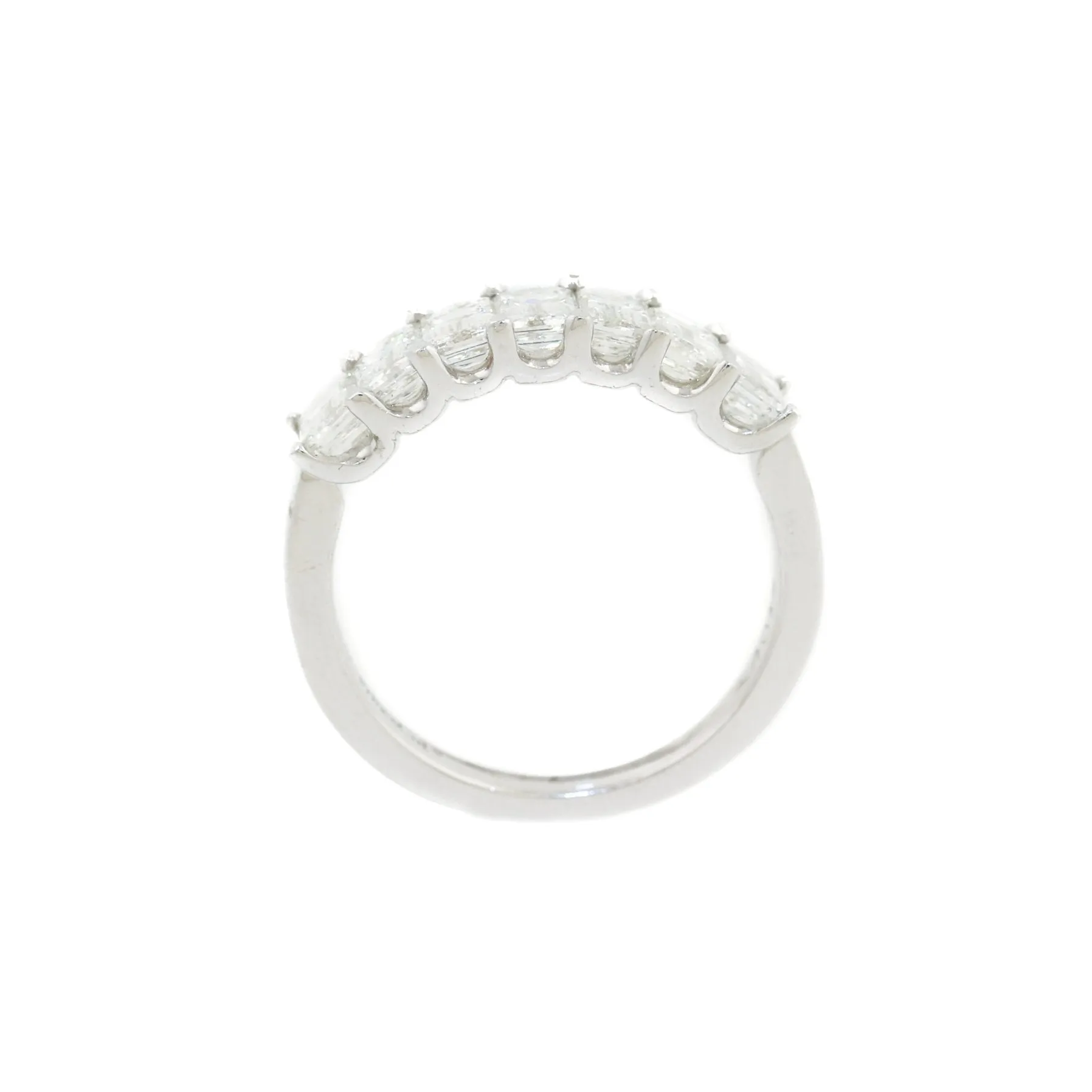 18K White Gold x Emerald-Cut Septet Diamond Ring