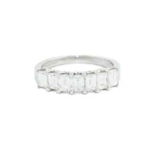 18K White Gold x Emerald-Cut Septet Diamond Ring