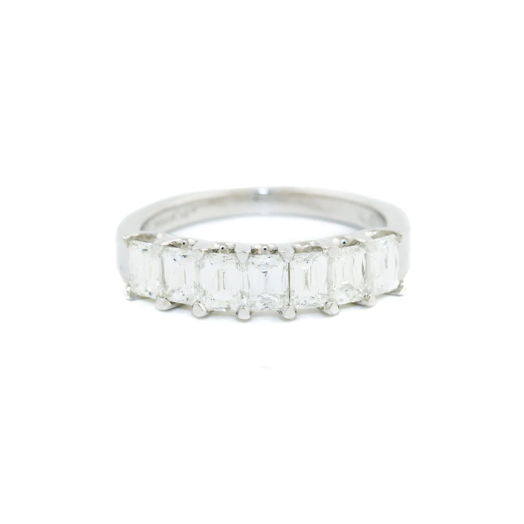 18K White Gold x Emerald-Cut Septet Diamond Ring