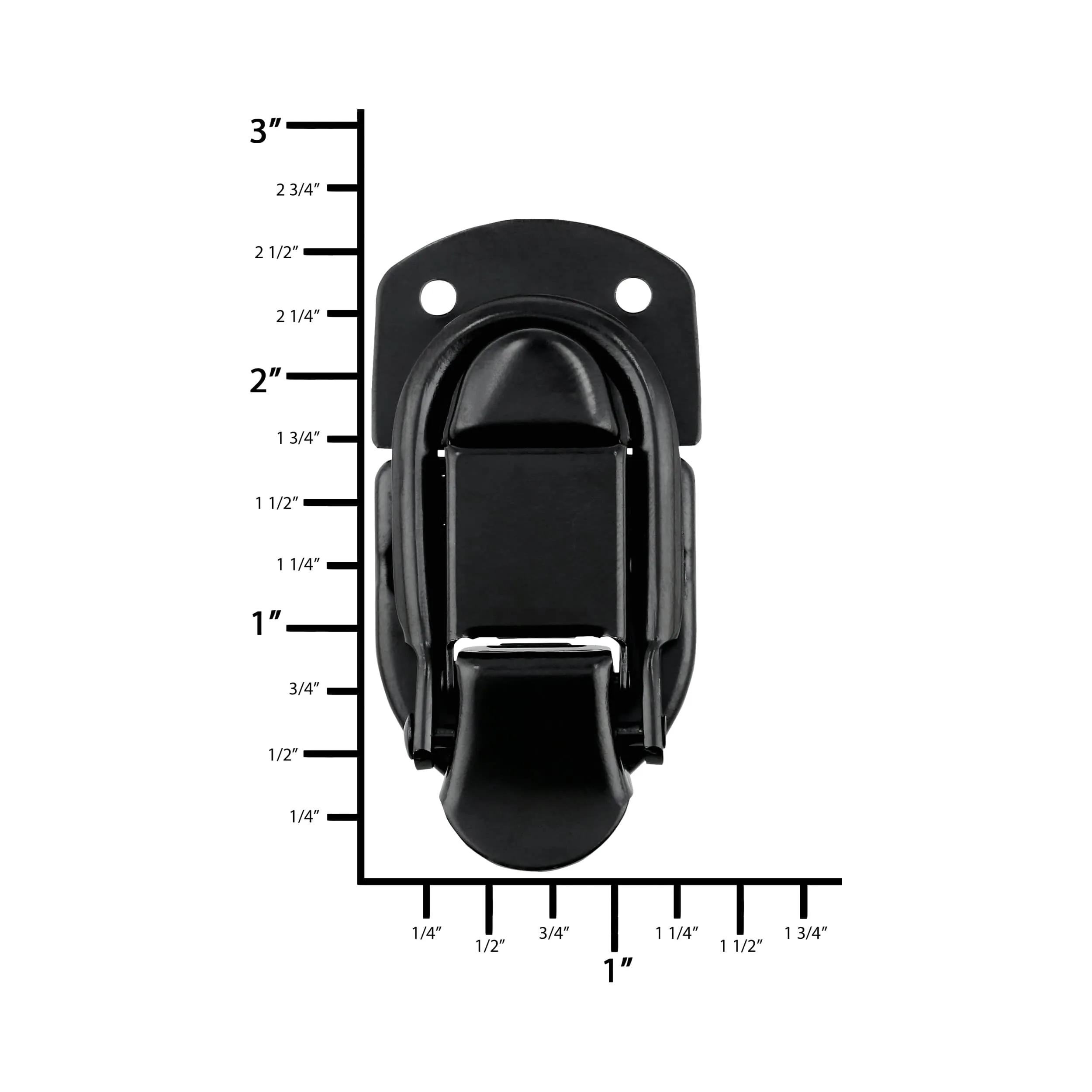 2 7/16" Black, Latch Lock Drawbolt, Steel, #L-2026-BLK