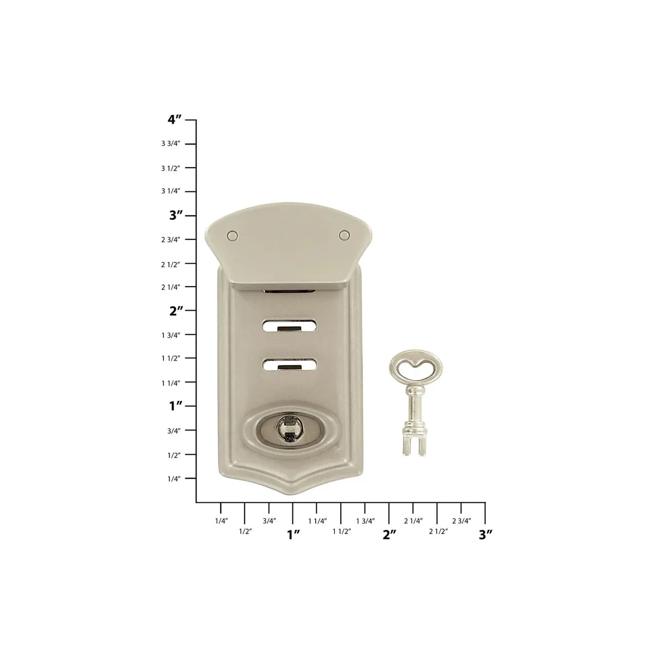 2 7/8" Satin Nickel, 3-Position Flap Lock, Zinc Alloy, #L-2137