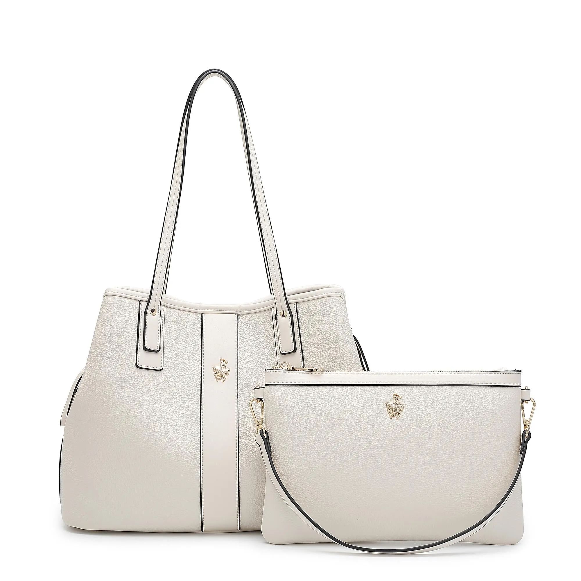 2 In 1 Women's Top Handle Tote Bag   Pouch - HFT 7686