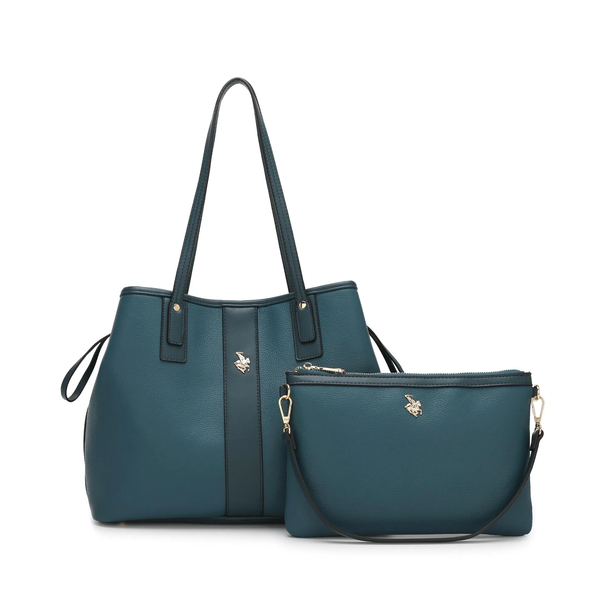 2 In 1 Women's Top Handle Tote Bag   Pouch - HFT 7686