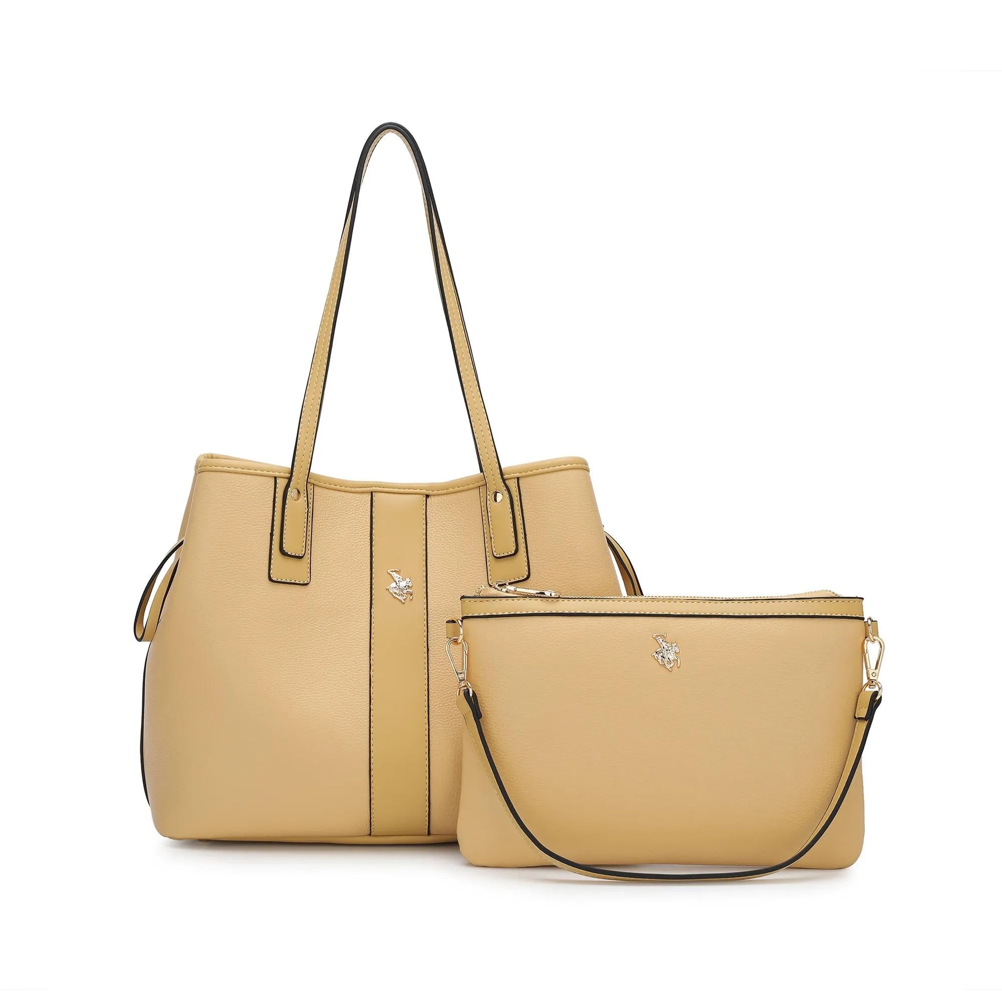 2 In 1 Women's Top Handle Tote Bag   Pouch - HFT 7686