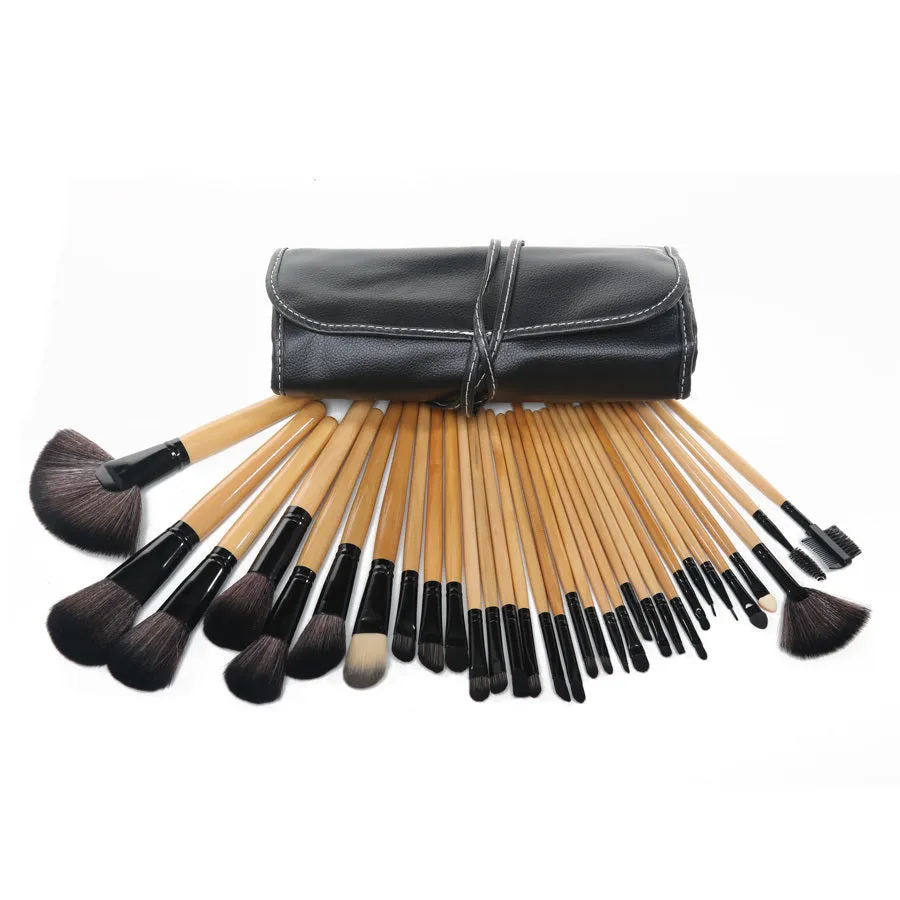 32 Pieces Professional Makeup Brushes, Cosmetic Facial Make up Brush Kit - Brown