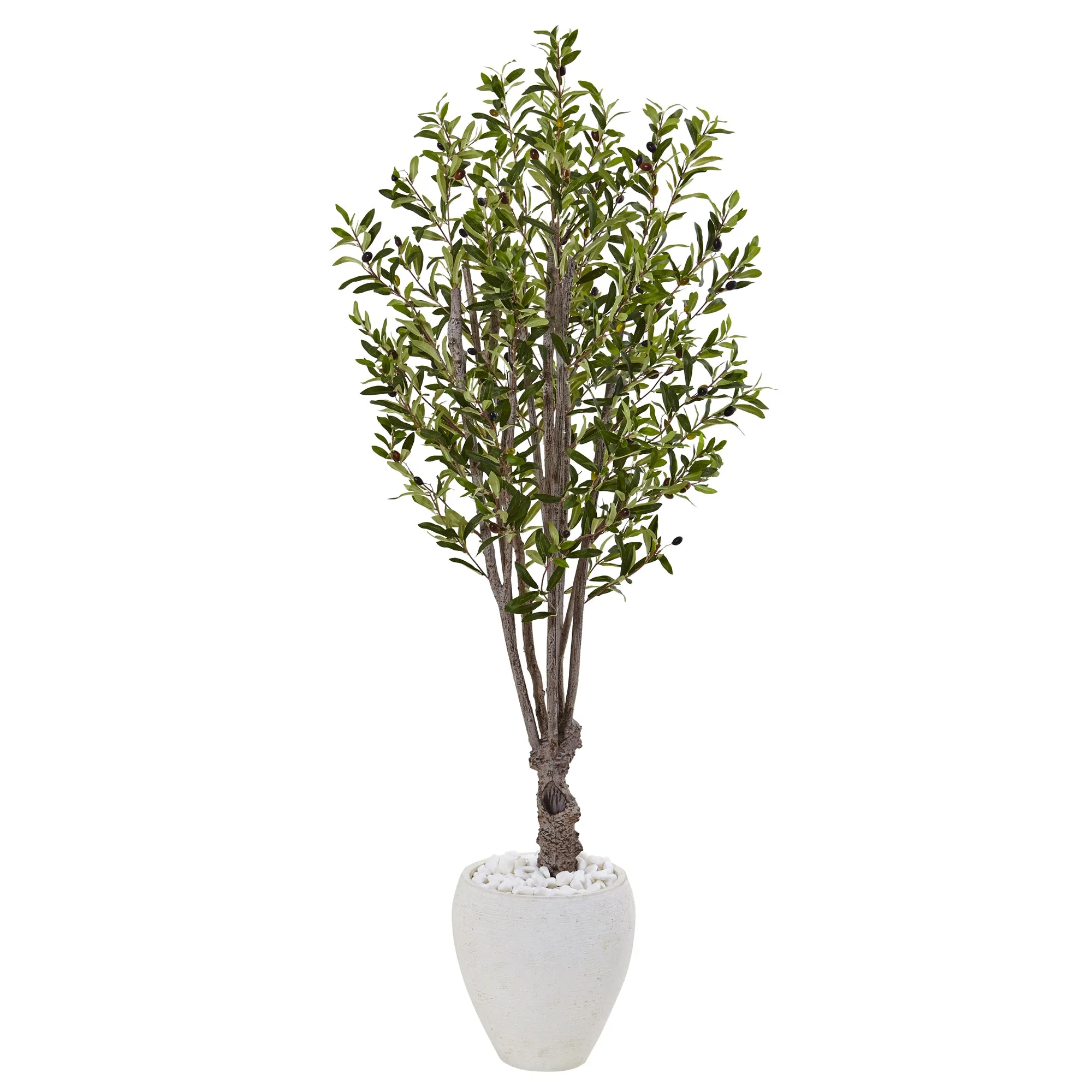5' Artificial Olive Tree in White Oval Planter - Low Maintenance, Life-Like & Vibrant Silk Trees For Busy People.