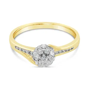 9ct Yellow Gold Diamond Cluster Ring