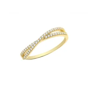 9ct Yellow Gold Zirconia Crossover Ring RN1602
