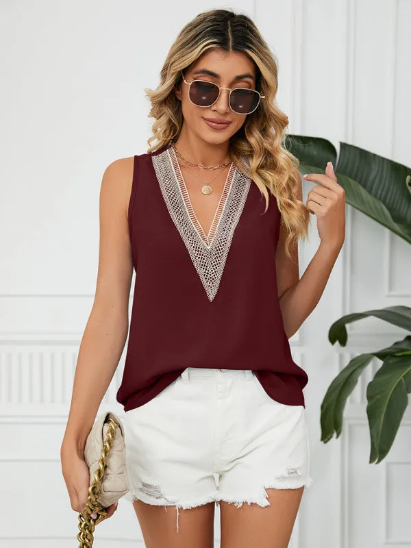 Add a Touch of Elegance to Your Look with Our Lovely Lace Trimmed Blouse