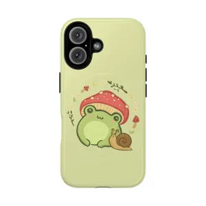 Adorable Frog with Mushroom Hat and Snail: Cottagecore Aesthetic Magnetic Tough Phone Case