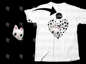 Adorable Hello Kitty Graphic Heart Design Png Digital Download