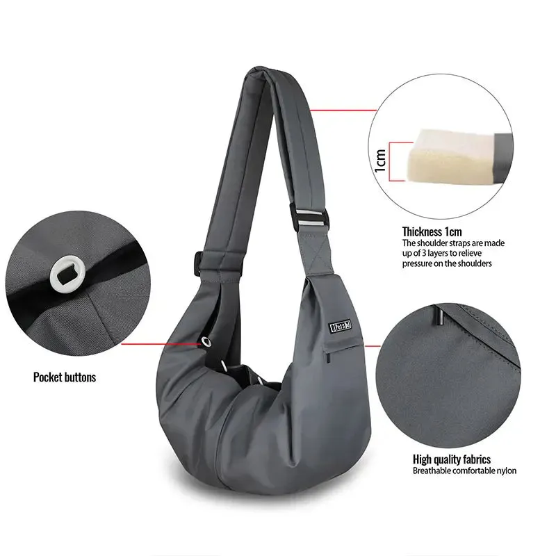 AiroPaws™ Pet Dog Sling Carrier Bag | Outdoor Portable Shoulder Messenger Bag | Cat Walking Bag for Puppy Kitten | Nylon Pets Handbag