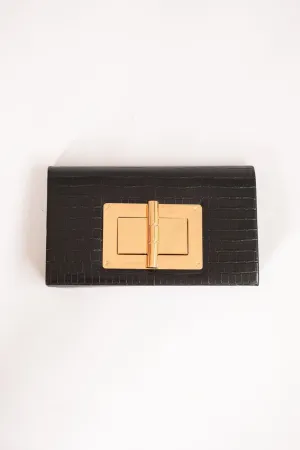 Alligator Clutch With Gold Hardware