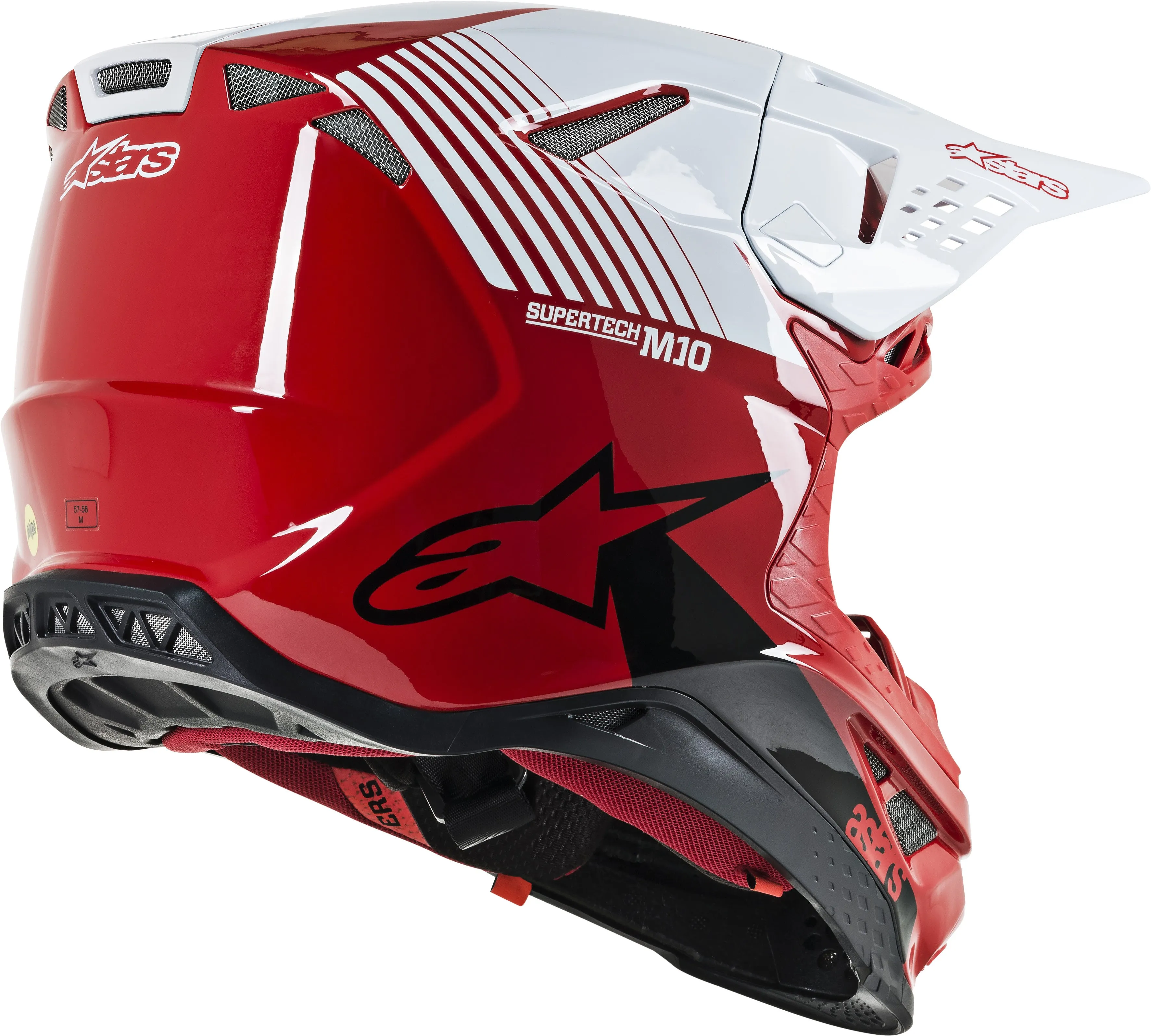 ALPINESTARS S.TECH M10 DYNO HELMET GLOSS RED/WHITE 2X 8301119-3182-2X