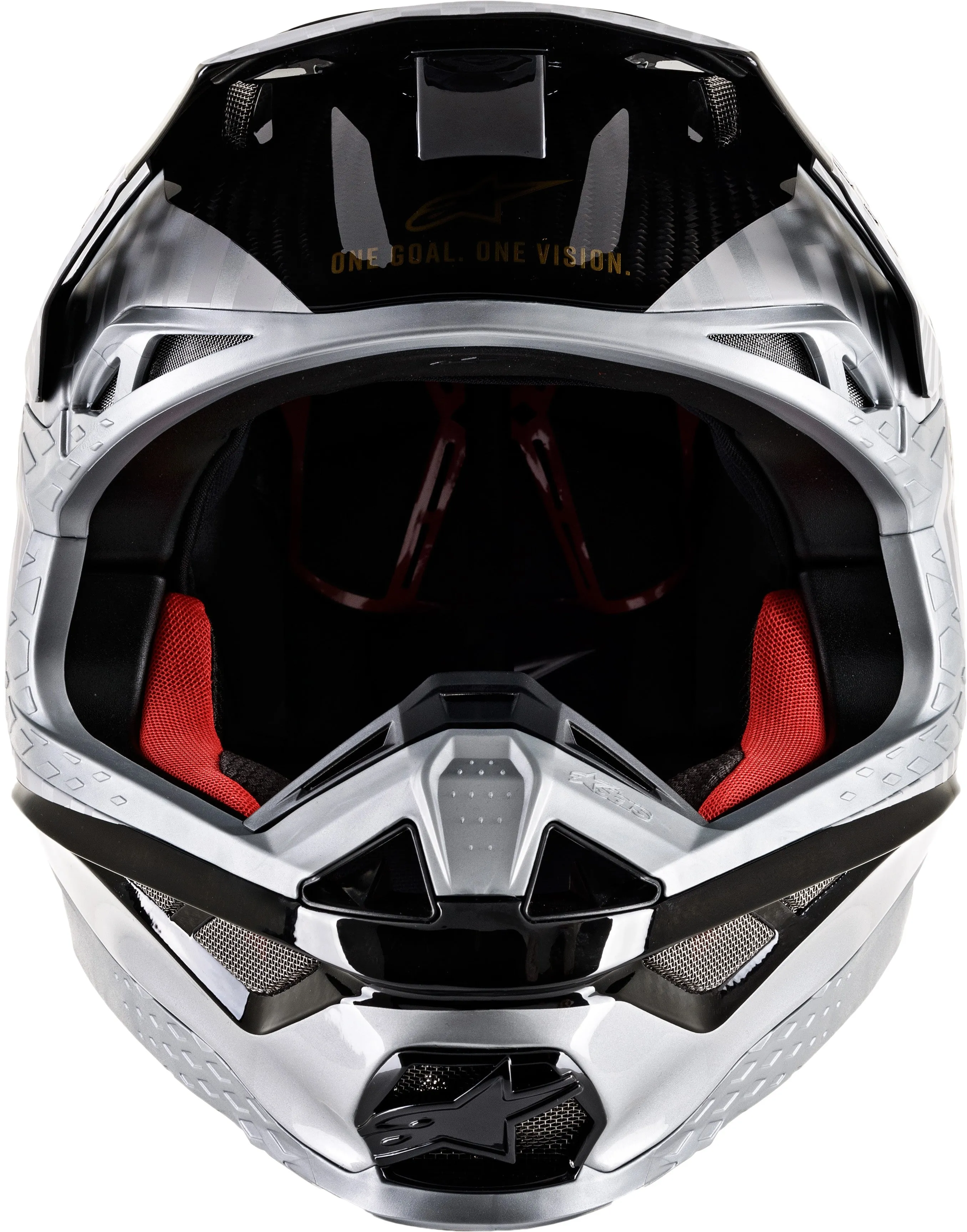 ALPINESTARS S.TECH S-M10 ALLOY HELMET SILVER/BLACK/CARBON/GOLD LG 8301720-1909-L