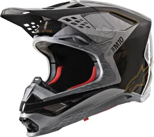 ALPINESTARS S.TECH S-M10 ALLOY HELMET SILVER/BLACK/CARBON/GOLD LG 8301720-1909-L