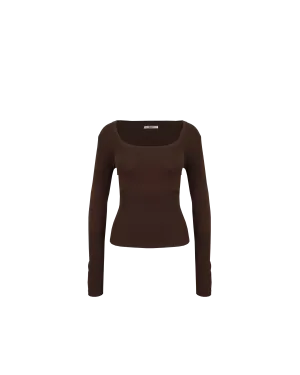 ANNA KNIT TOP CHOCOLATE