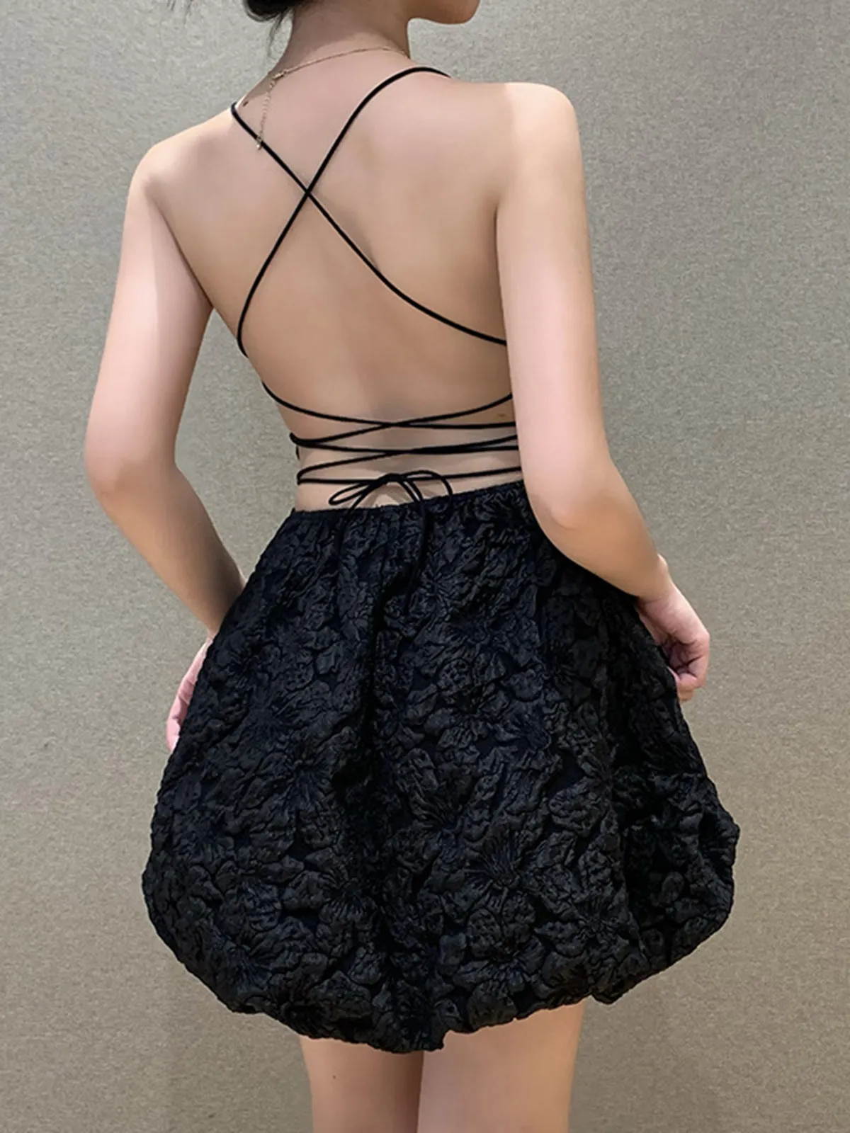 Backless Criss Graceful Cross Short Dress