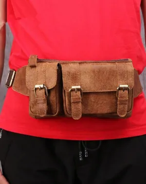 Badass Leather Fanny Pack Men's Brown Hip Bag Chest Bag Bum Bag Waist Bag For Men