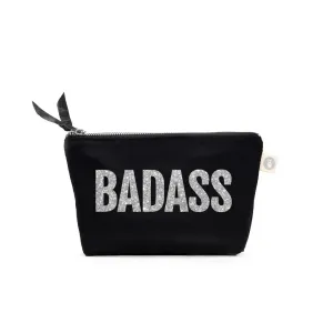 BADASS Makeup Bag Black with Silver Glitter