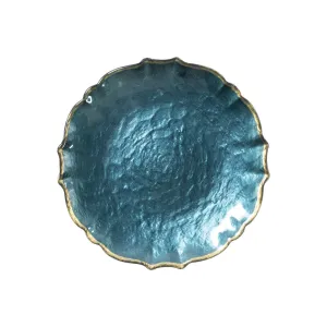 Baroque Glass Teal Salad Plate
