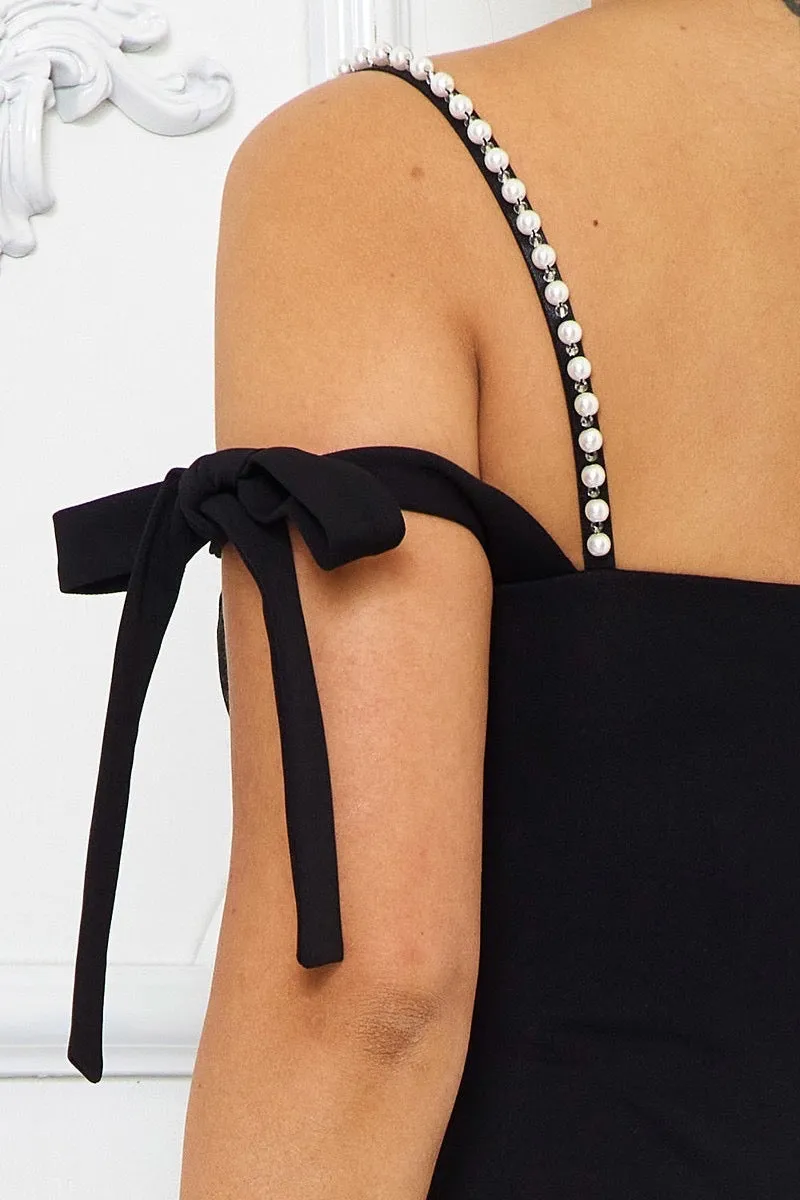 Beaded Shoulder Strap Midi Dress