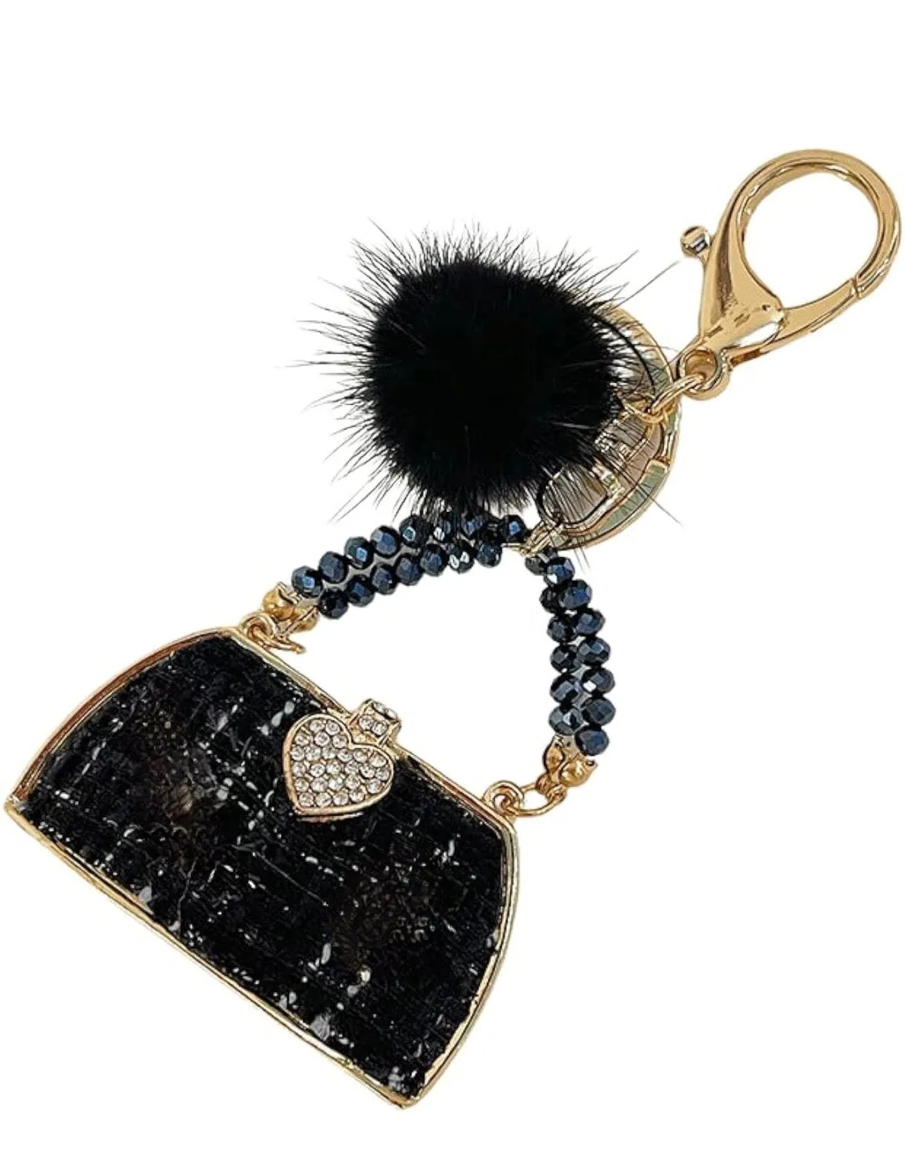 Beautiful Elegant Luxury Mini Handbag Shape Keychain Key Ring Girls Gift  Rhinestone Tweed lovely shiny Keychain