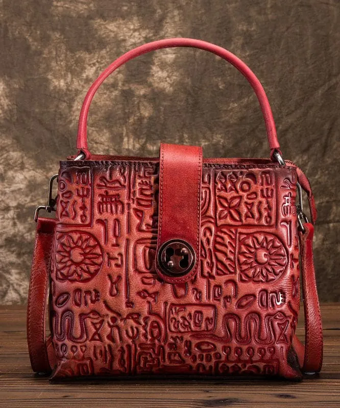 Beautiful Grey Oracle bone pattern Paitings Leather Satchel Handbag