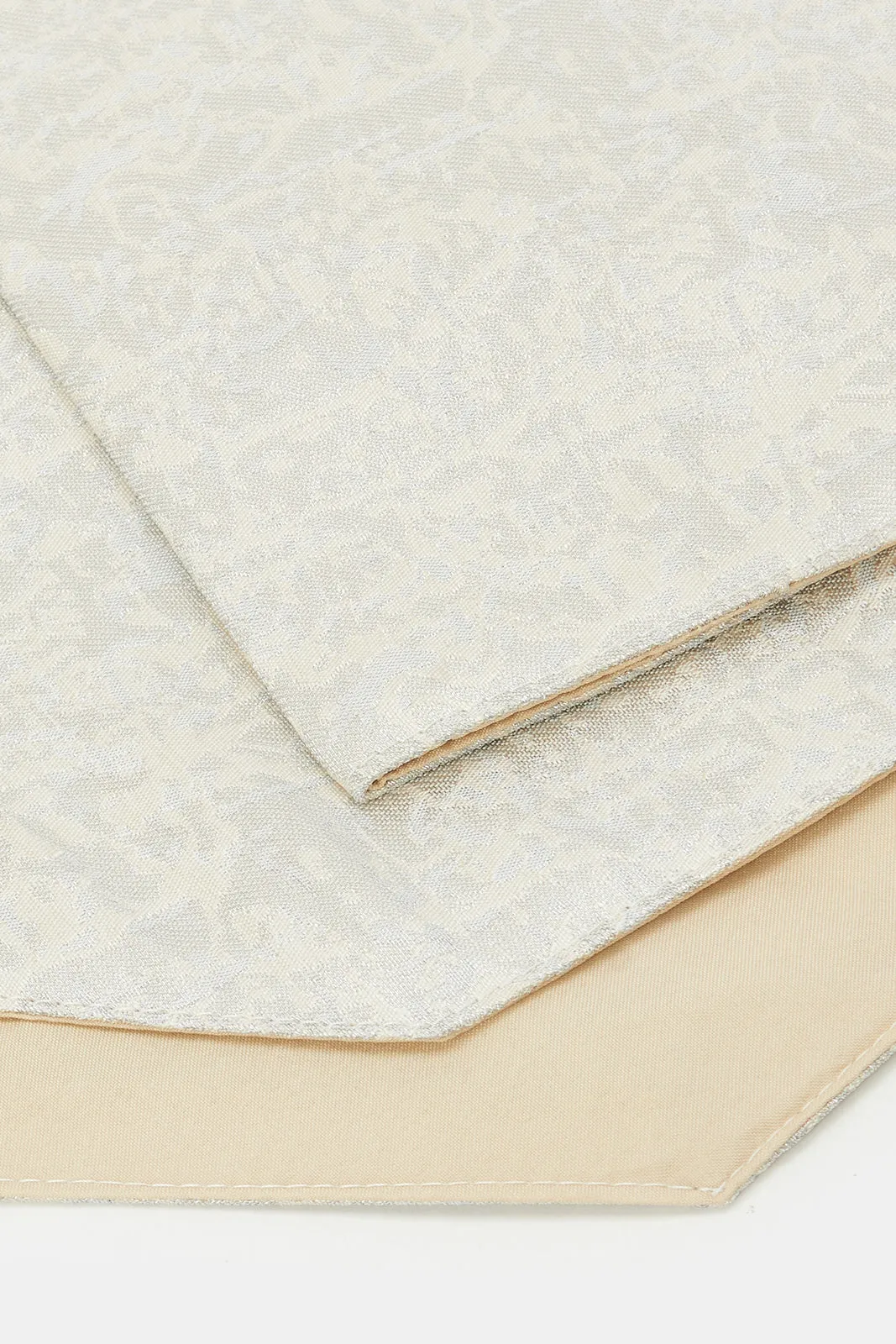 Beige Print Table Runner With Tassel