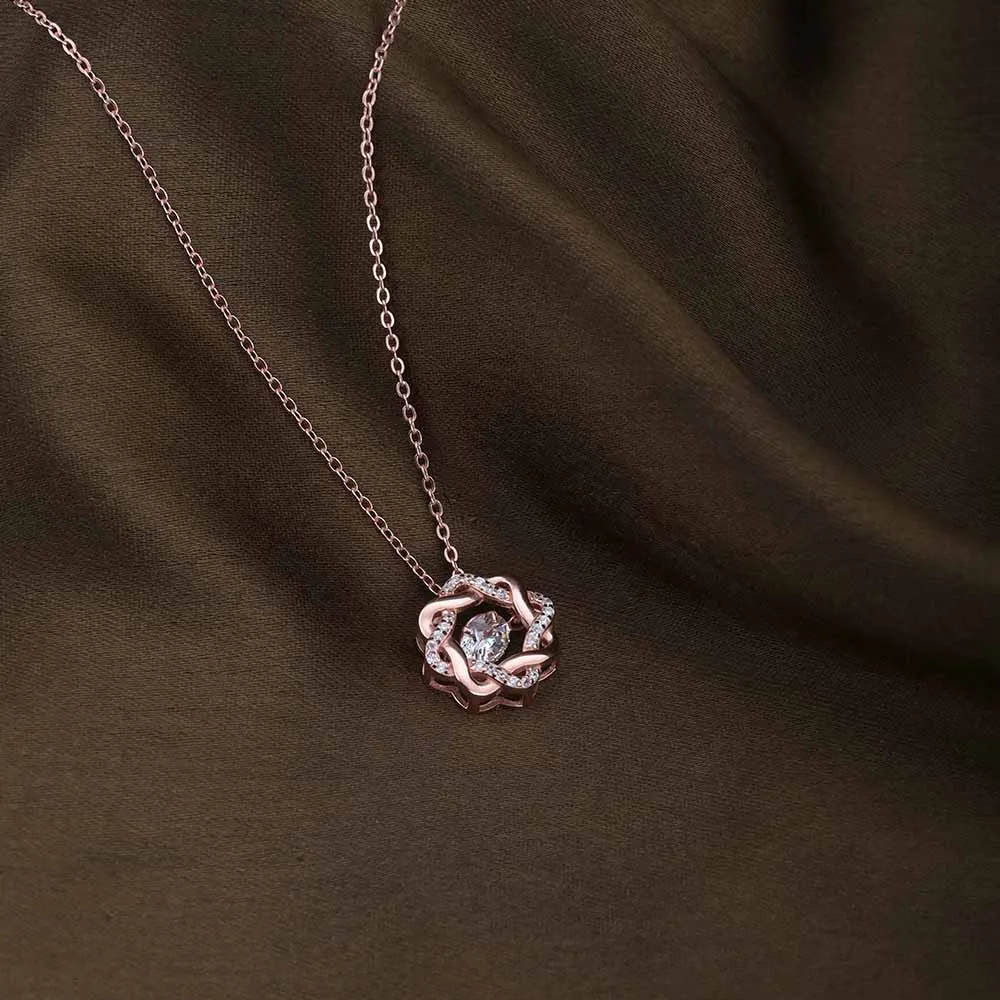 Bejeweled Flower Necklace | Rose Gold