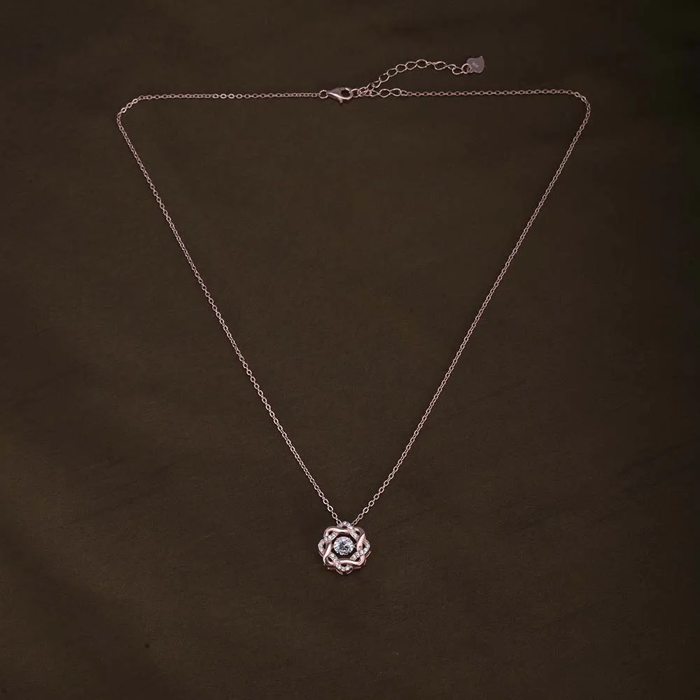 Bejeweled Flower Necklace | Rose Gold
