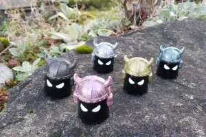 Black & Glittery Mini Viking Ghoulz w/GITD eyes (random helmet glitter colors) LE 25pcs