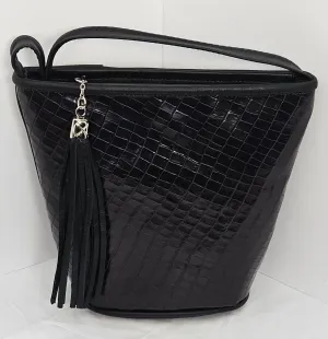 Black Embossed Genuine Leather Handbag.#TR2099Bce,Purses for girls, women,Universal Use handbag,Unique design Made in USA.