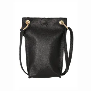 Black Leather Pouch Disco Bag