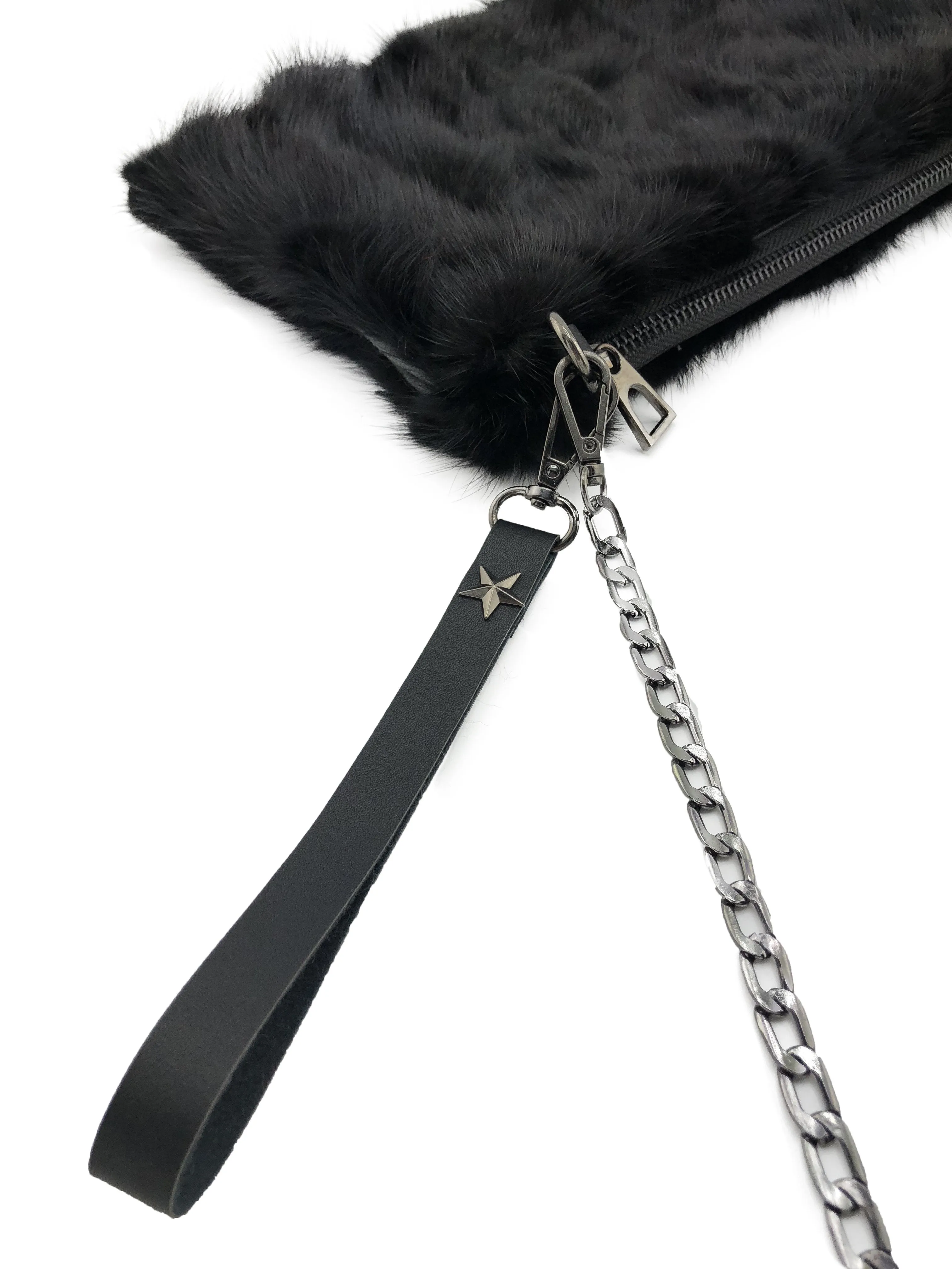 Black Mink Fur Handbag