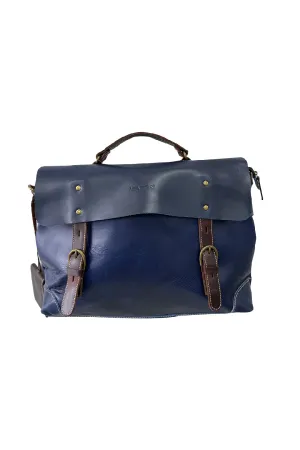 Blue and Brown Leather Briefcase