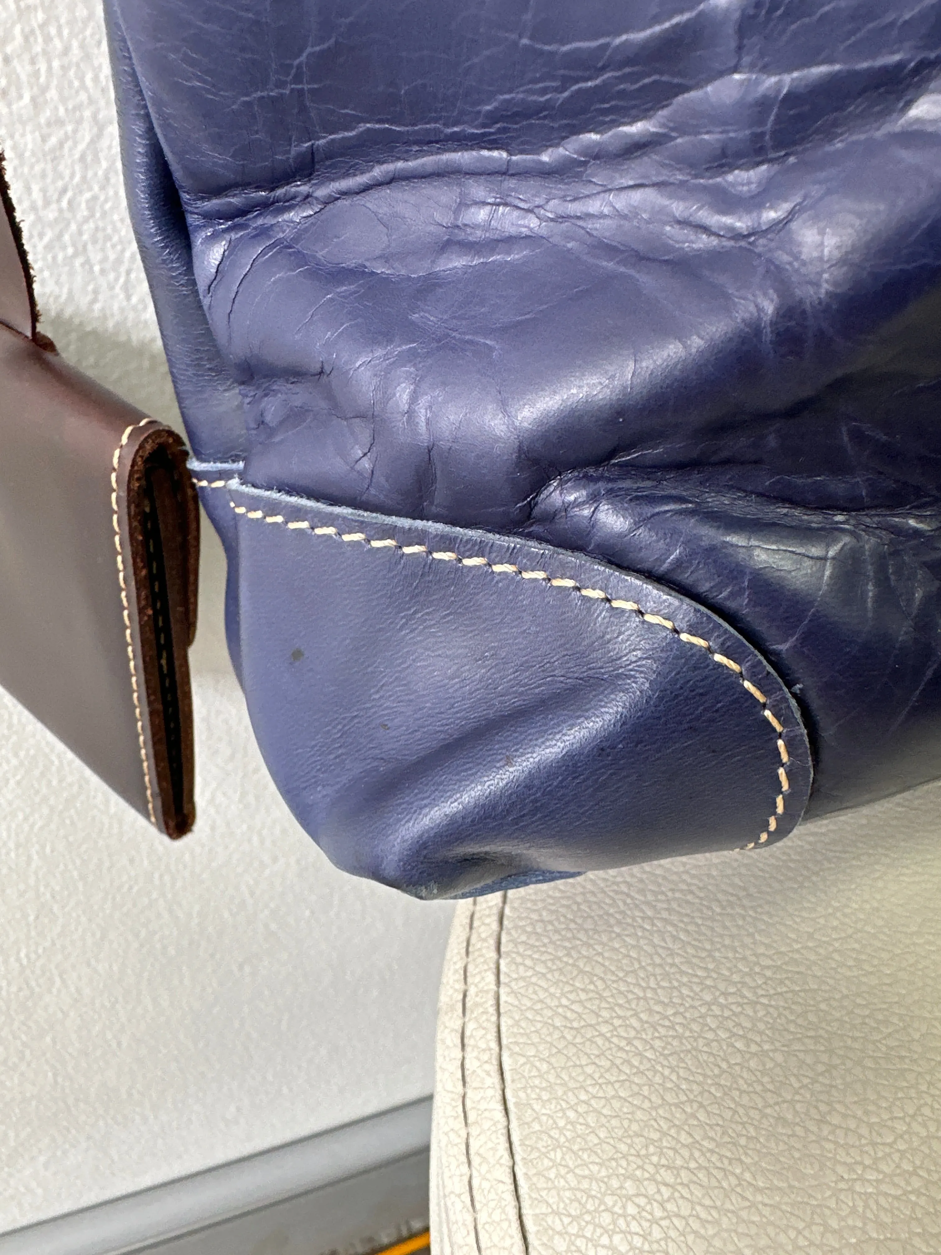 Blue and Brown Leather Briefcase