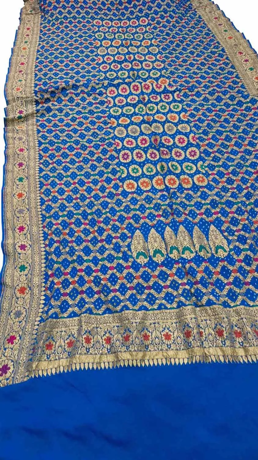 Blue Banarasi Bandhani Meenakari Pure Georgette Dupatta