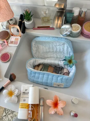 Blue Polka Dot Handmade Makeup Bag