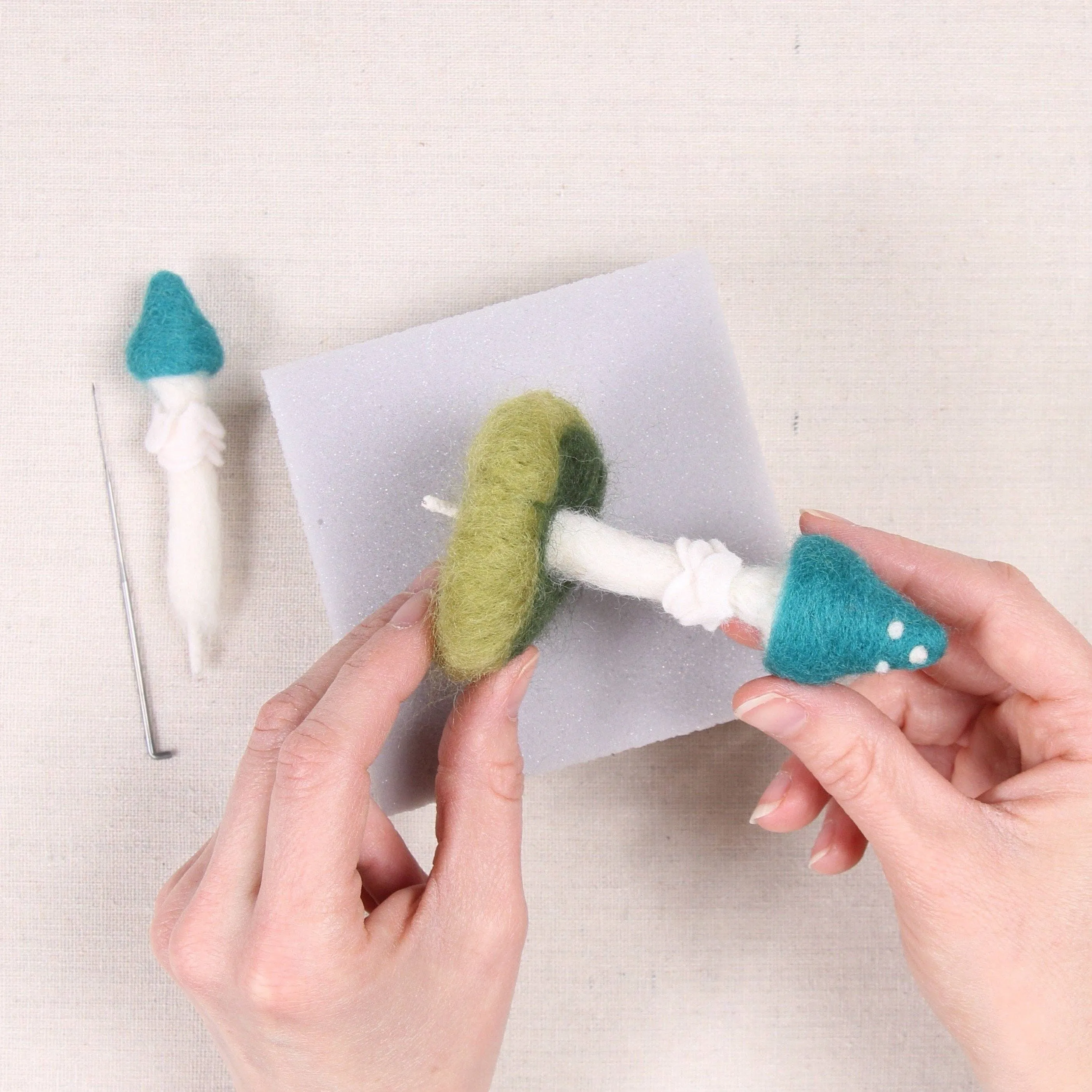 Blue Roundhead Mushroom Needle Felting Kit
