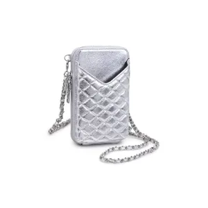 Bodie Quilted Cell Phone Crossbody: Silver
