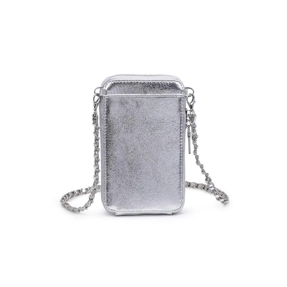 Bodie Quilted Cell Phone Crossbody: Silver