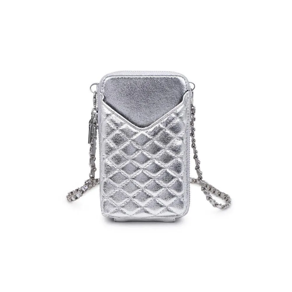 Bodie Quilted Cell Phone Crossbody: Silver