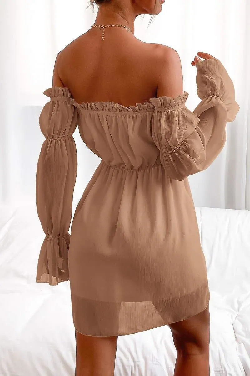 Bohemian Cream Off the Shoulder Mini Dress