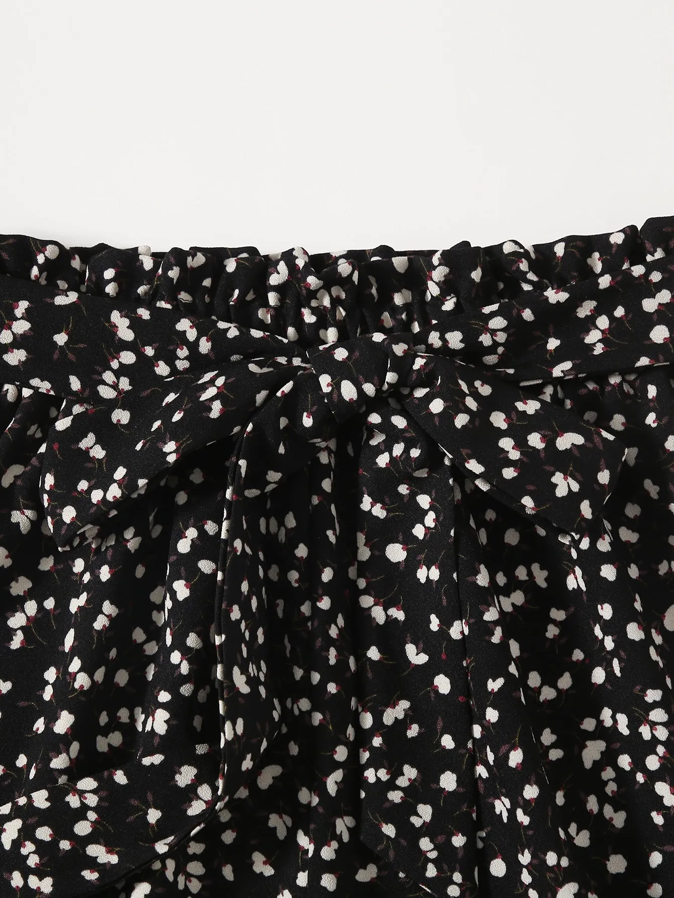 Boho Ditsy Floral Paper Bag Waist High Waist Women Shorts