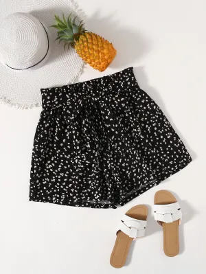 Boho Ditsy Floral Paper Bag Waist High Waist Women Shorts