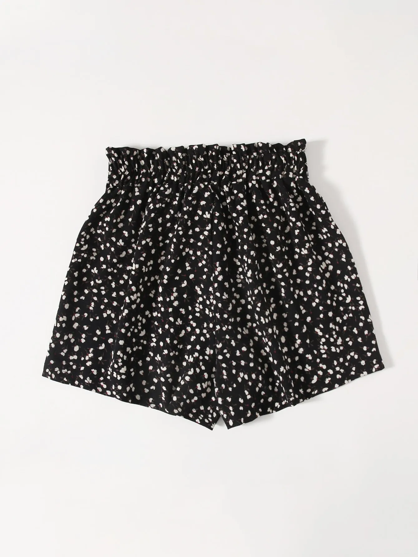 Boho Ditsy Floral Paper Bag Waist High Waist Women Shorts